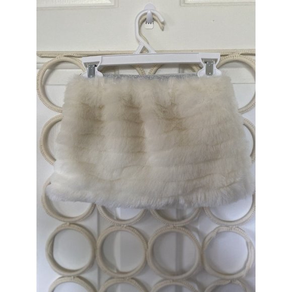 Toddler Girls Cream and Silver Faux Fur Skirt Size 3T Fuzzy Warm Stylish Elastic - Picture 2 of 16